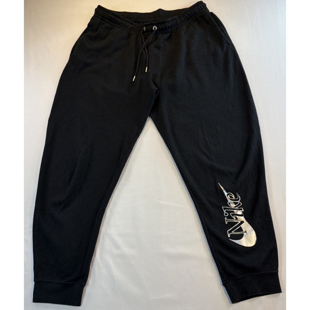 Nike Sweatpants Women's Large Black Joggers Graphic Logo Athletic
